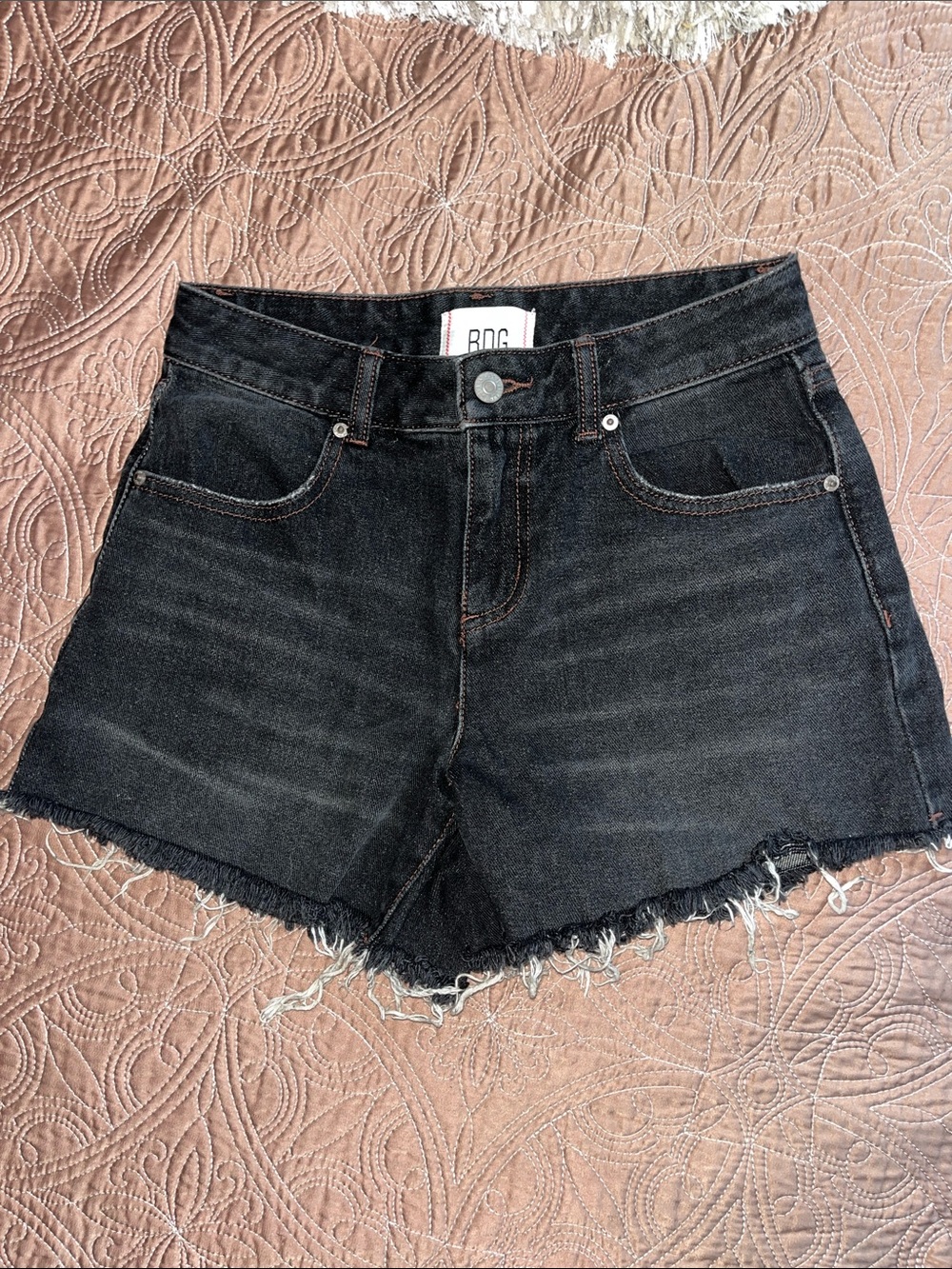 BDG Black Denim Frayed Hem A-Line Women's Shorts — Size 25
